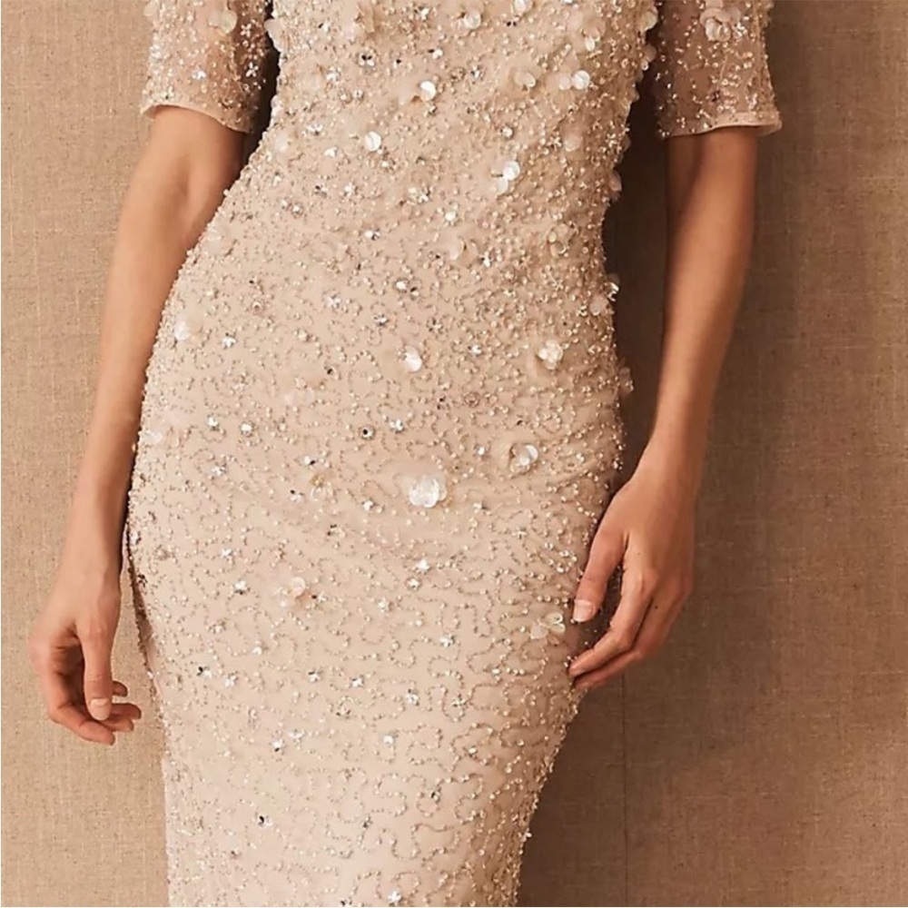 Anthropologie BHLDN Petaluma Flower Sequin Dress Adrianna Papell Plus Size 16 - Picture 3 of 15